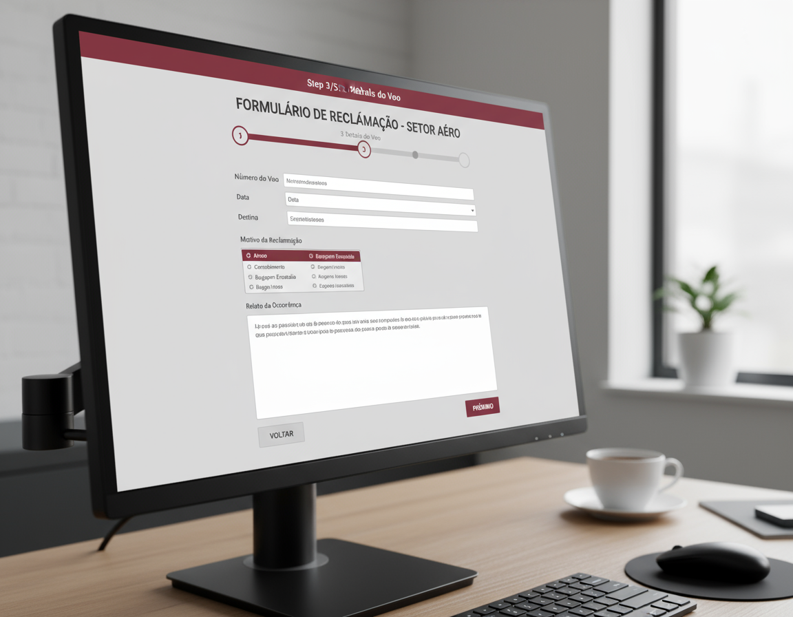 Formulário de reclamação de passageiro sendo preenchido na plataforma da ANAC