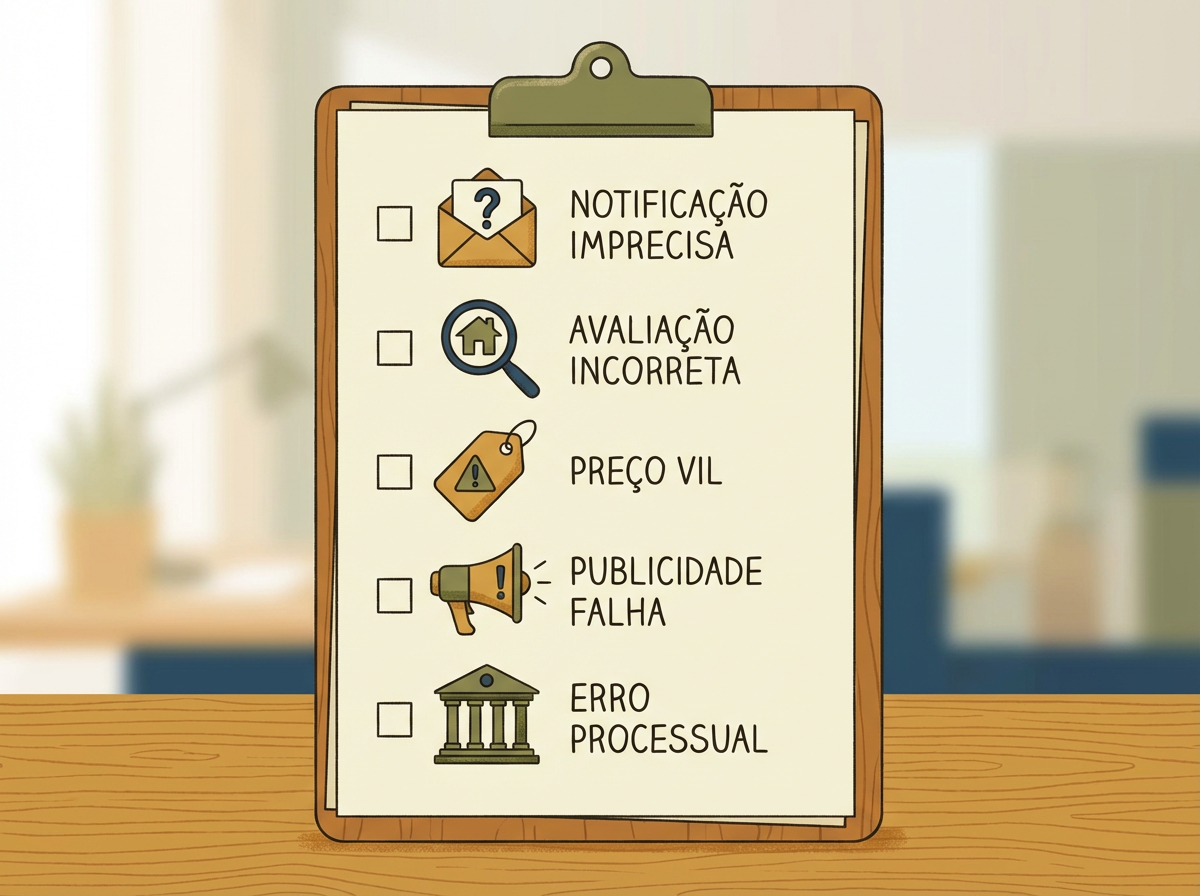 Vícios comuns para discutir nulidade de leilão: intimação, avaliação, preço vil, publicidade e rito