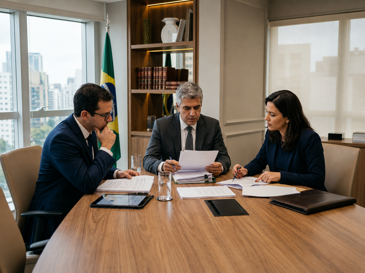 Advogada analisando contrato social e documentos de estruturação societária