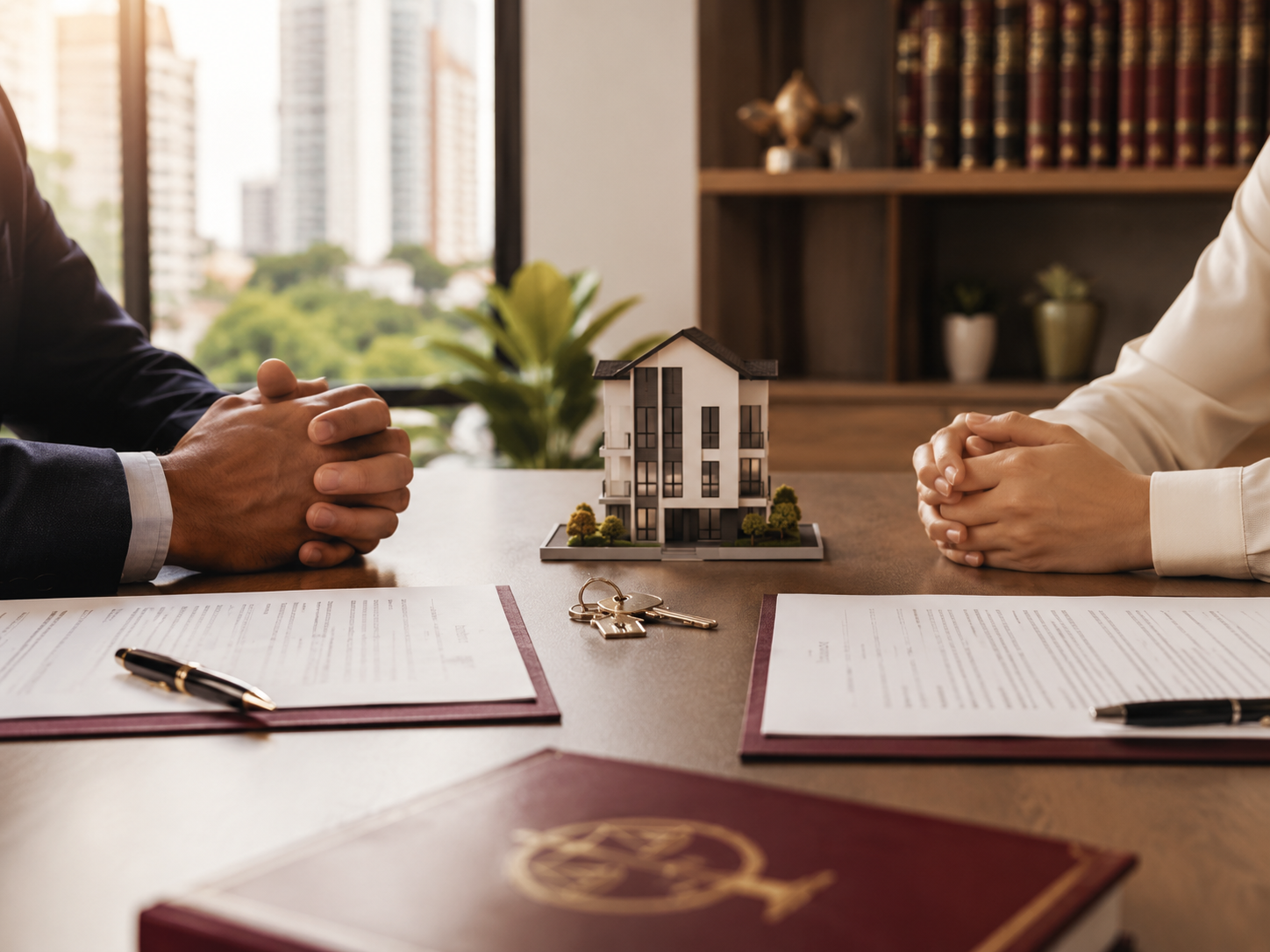 Advogada analisando contrato e provas em conflito imobiliário em Curitiba